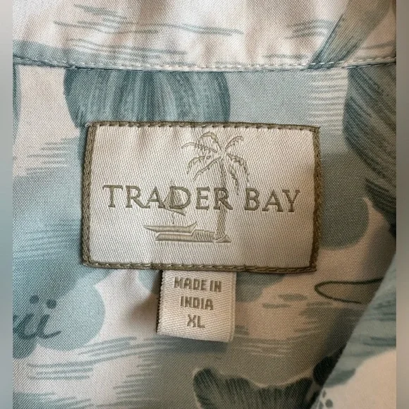 Trader Bay Washable  Mens XL Green/White Floral Button Short Sleeve Hawaii Shirt - Picture 3 of 12